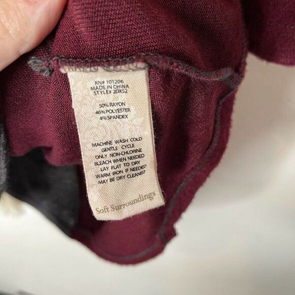 Soft Surroundings Cowl Neck Tunic SZ XS Gray Red Top Fall Capsule Wardrobe - Picture 7 of 9